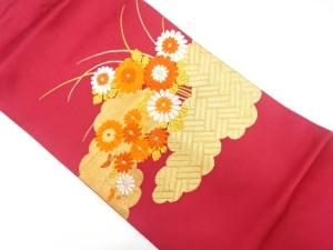雲に菊模様織り出し　名古屋帯